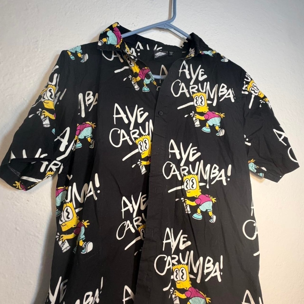 Simpsons Button Up T-Shirt Bart Simpson Size M - Picture 3 of 5